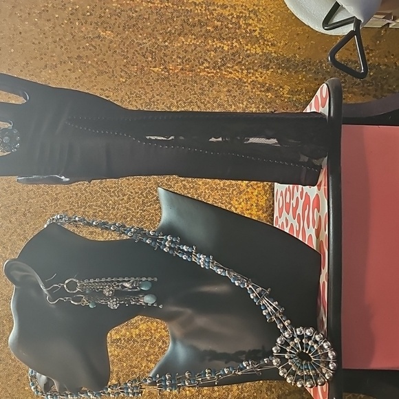 Jewelry - Stylish blue jewlery set. Includes necklace, bracelet, earings, And A ring